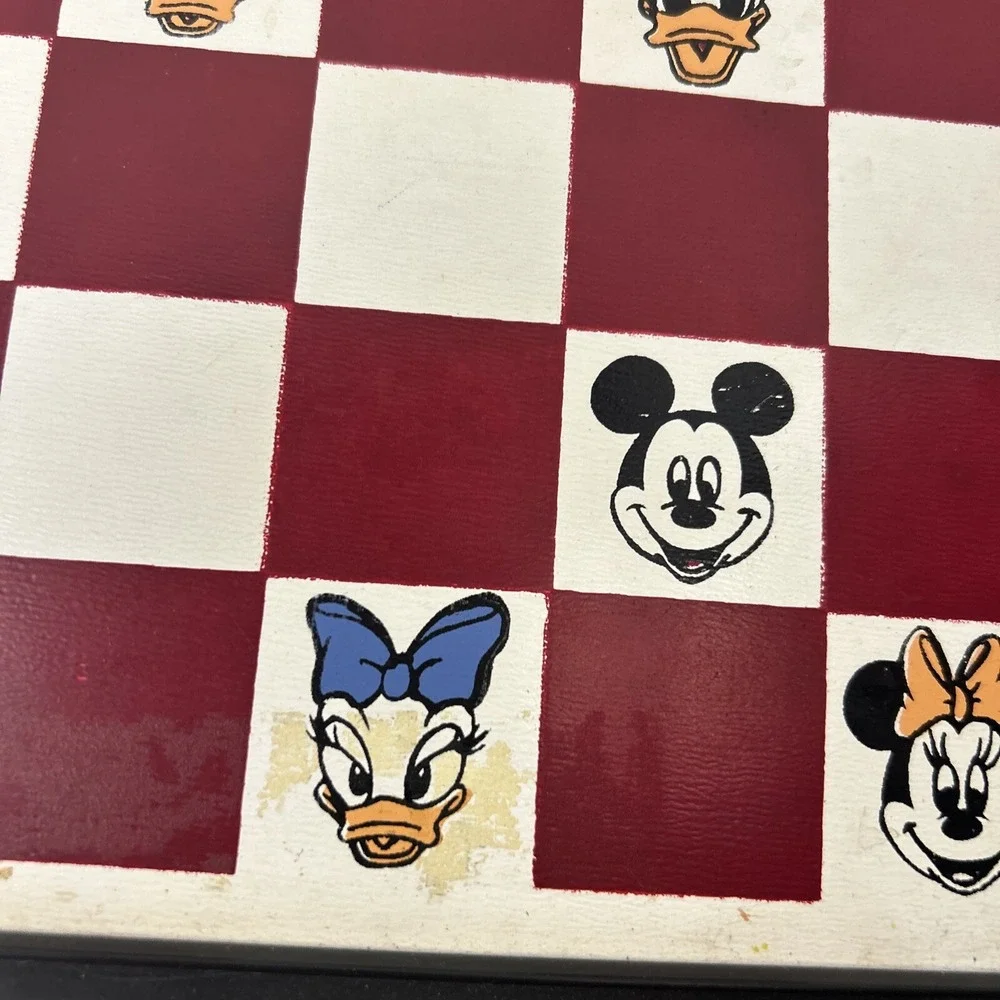 Vintage Walt Disney Bean Bag Checkers Checkered Board Read Stained Missing Piece